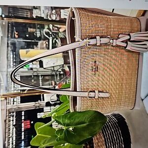 Coach Straw Weave with crossbody strap